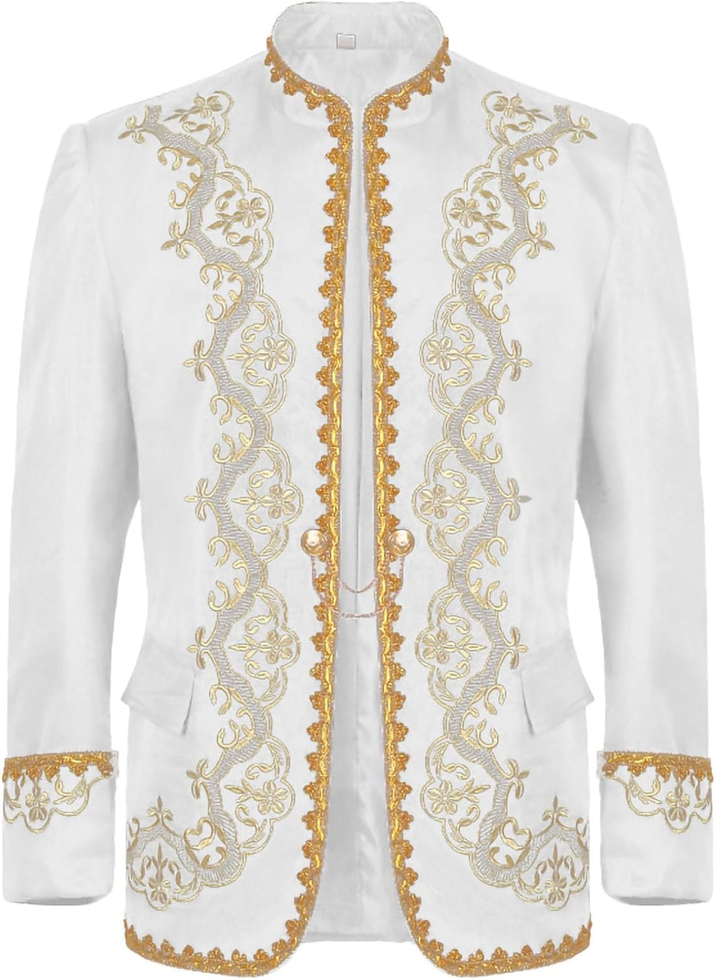 Mens Medieval Jacket Renaissance Costume Gold Embroidered Steampunk Blazers Halloween Gothic Vintage Uniform
