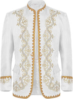 Mens Medieval Jacket Renaissance Costume Gold Embroidered Steampunk Blazers Halloween Gothic Vintage Uniform