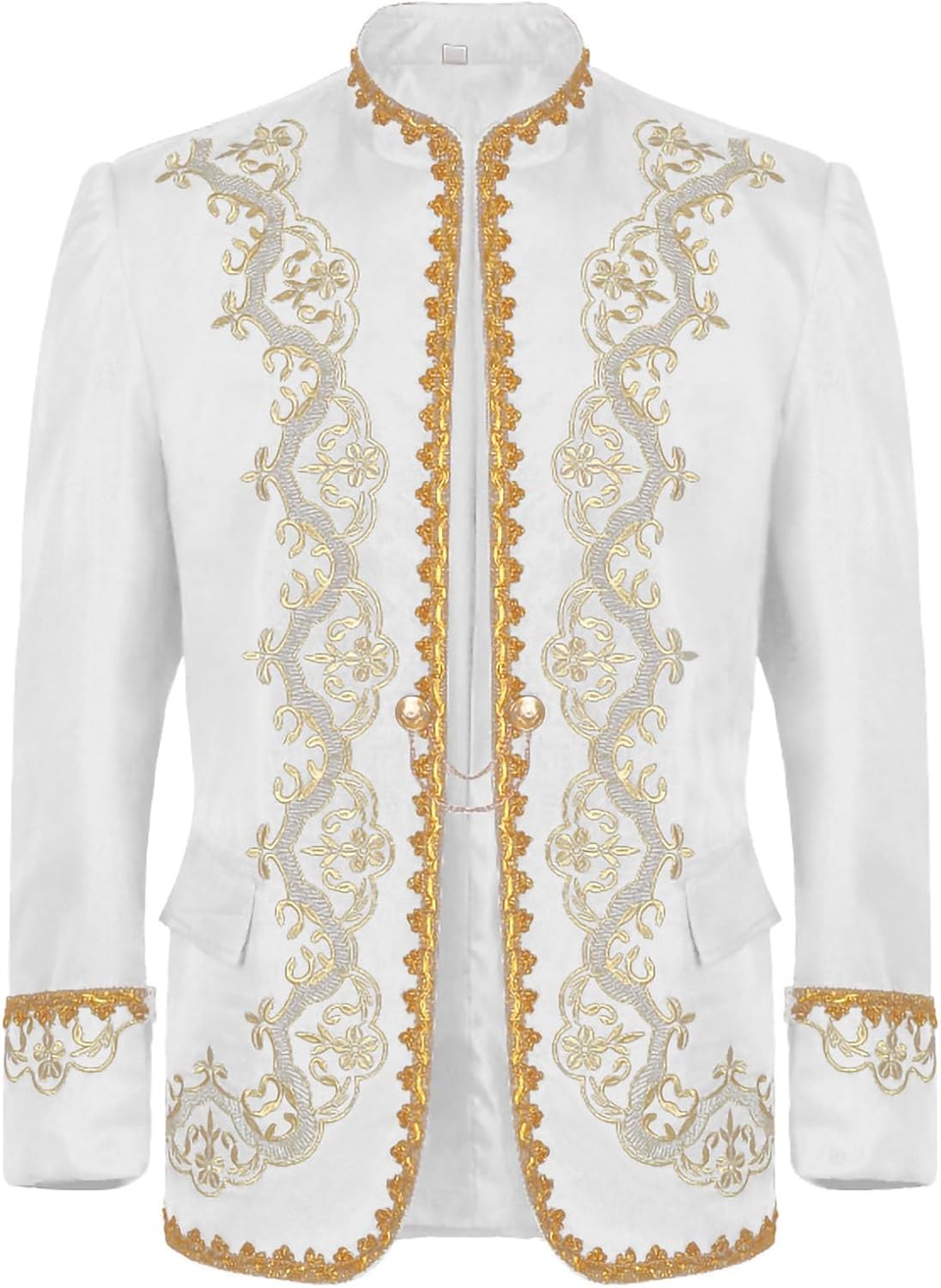 Mens Medieval Jacket Renaissance Costume Gold Embroidered Steampunk Blazers Halloween Gothic Vintage Uniform