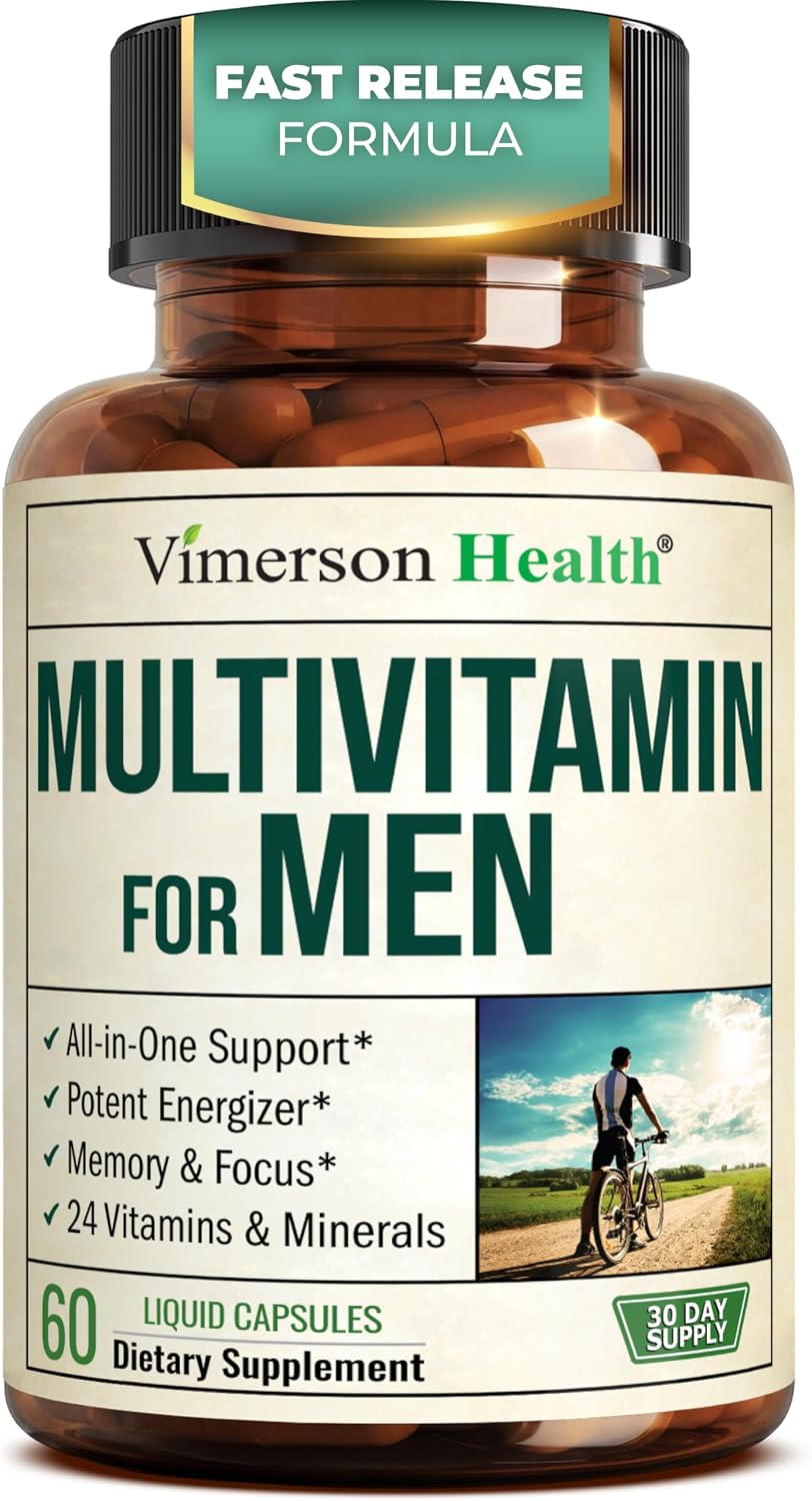 Multivitamin for Men with Vitamins and Minerals for Energy, Focus and Immune Health – Premium Daily Mens Multivitamins & Multiminerals – 60 Liquid Capsules