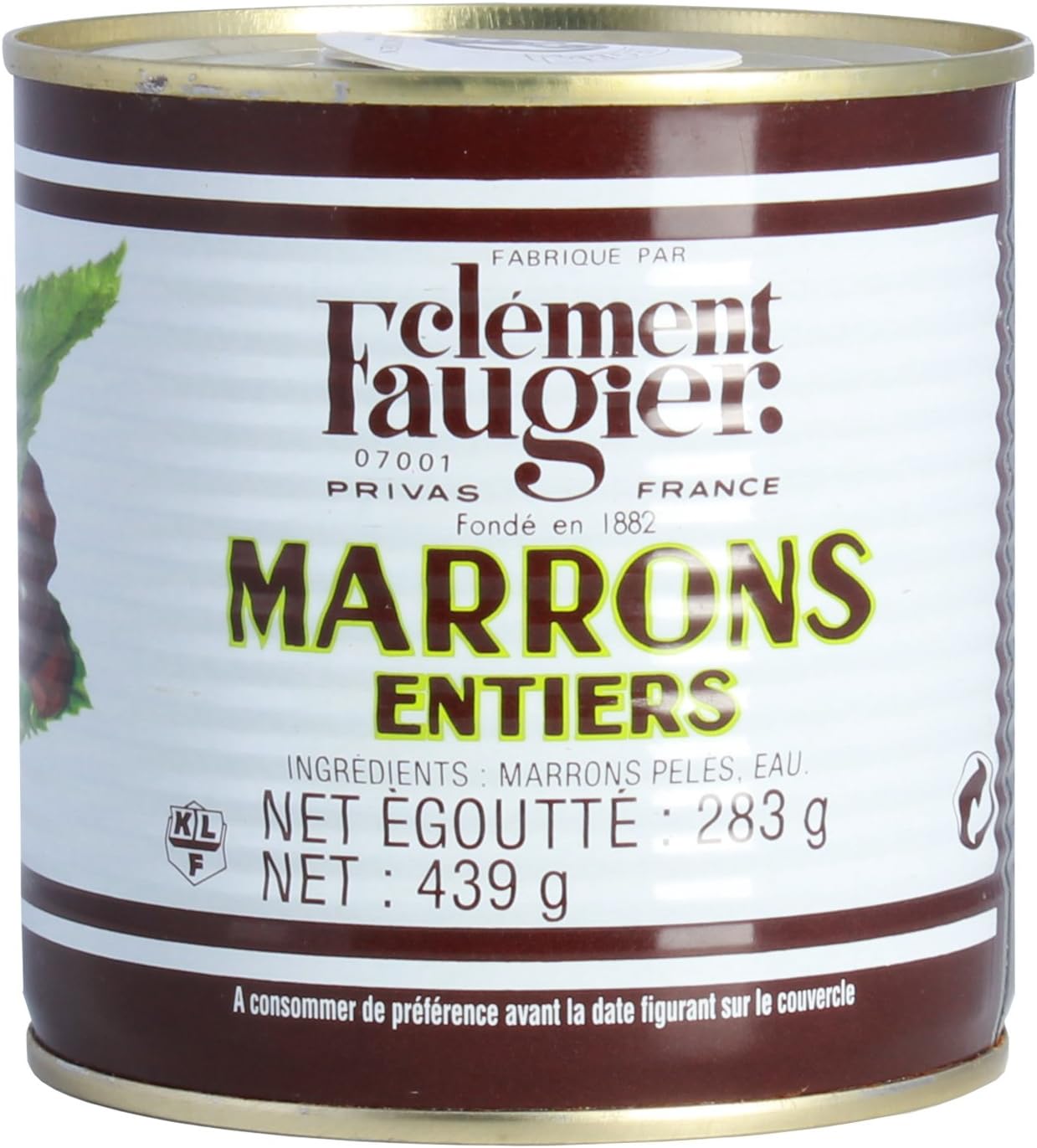 Clement Faugier Whole Cooked Chestnuts 15.5oz - French Ardeche Marrons Entiers Cooked in Water