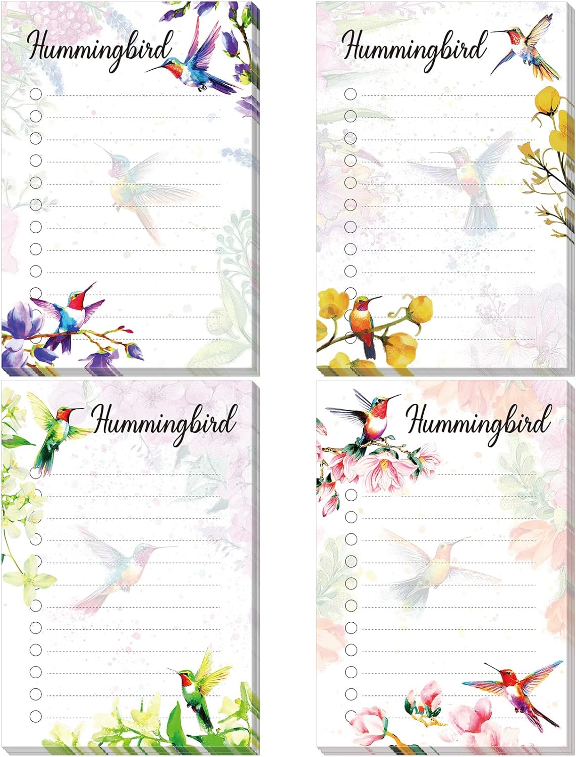 4 Pads Hummingbird Sticky Notes 4" x 6" Funny Animal Sticky to Do Notepad Hummingbird Lover Gifts for Cute Animal Office School Decor, 200 Sheets
