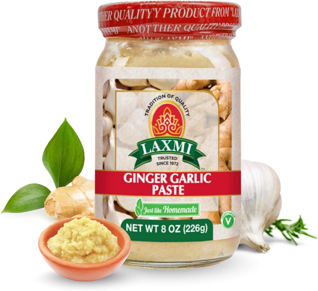 Laxmi Ginger Garlic Paste, 8 oz | Ginger and Garlic Paste in a Jar | Garlic and Ginger Paste for Cooking | A pure fresh staple