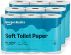 Amazon Basics 2-Ply Soft Toilet Paper, 18 Rolls | 3 Packs of 6 | 111 Regular Roll Equivalent