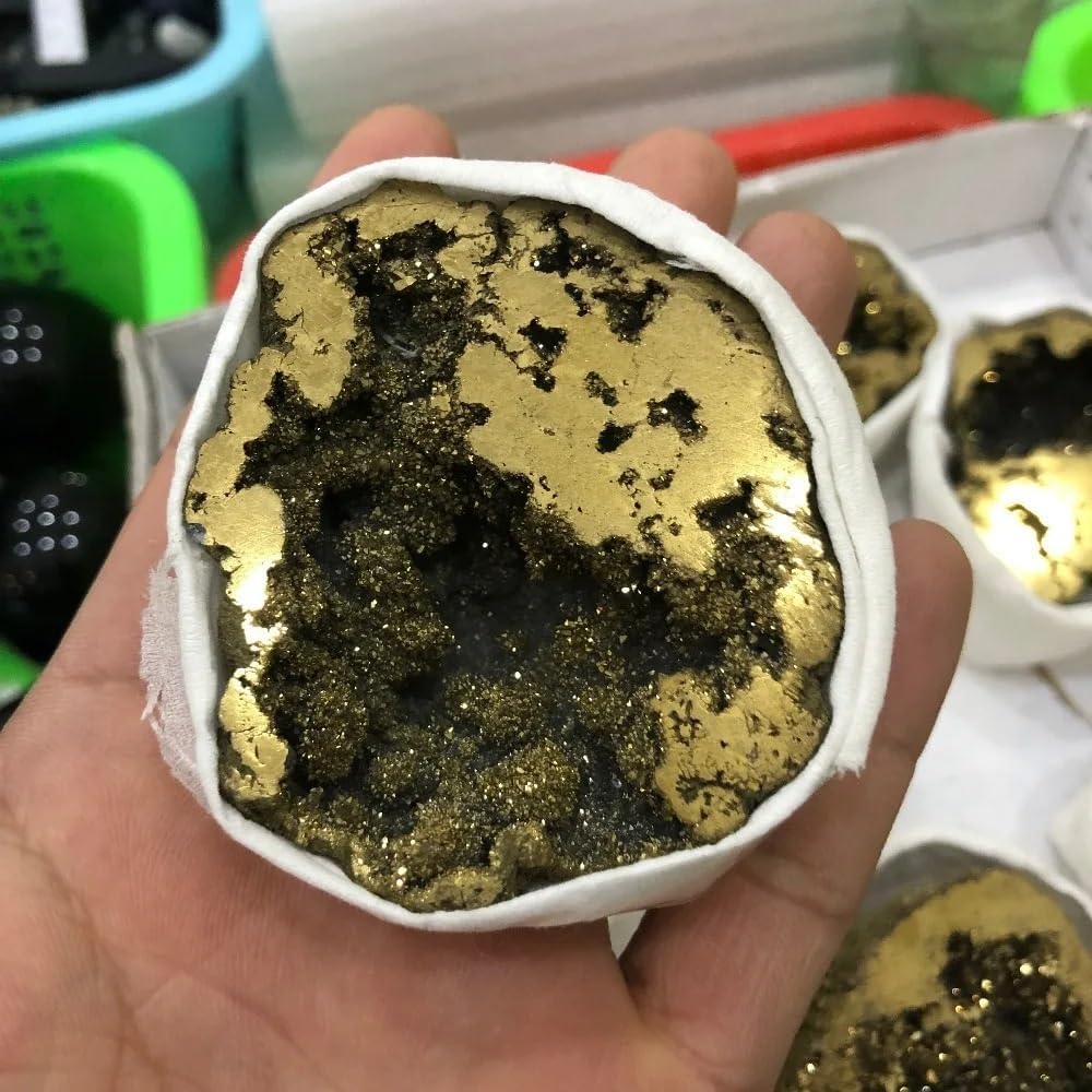 Stone Yellow Metal Angel Halo Earth Crystal Titanium Bismuth Silicon iris Cluster Cures (1pcs)