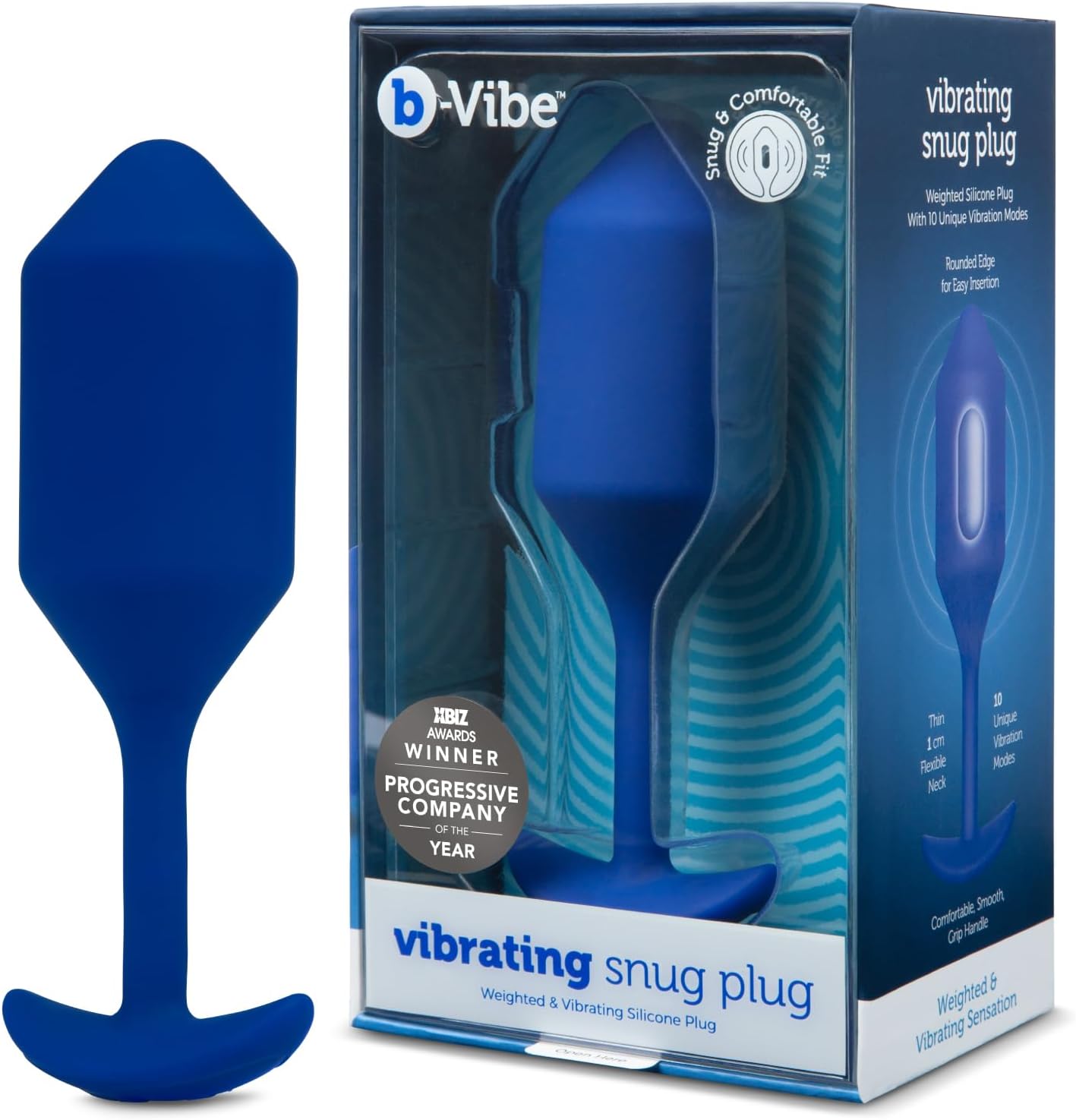 b-Vibe Vibrating Snug Plug 1 - Butt Plugs, Adult Sex Toys Anal Toys for Couples, Anal Training, and Sexual Stimulation Device - Navy
