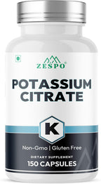 Zespo Potassium Citrate 800mg – 150 Veg Capsules | Provides 306mg Elemental Potassium per Serving | Supports Electrolyte Balance & Daily Wellness | Non-GMO, Gluten-Free Mineral Supplement