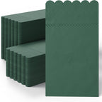 Party Solids Dark Green Scalloped Napkins Disposable 20 Pcs 3-Ply Dark Green Scalloped Dinner Napkins Disposable Decorative for Dinners & Parties, Paper Guest Towels for Bathroom & Party Supplies