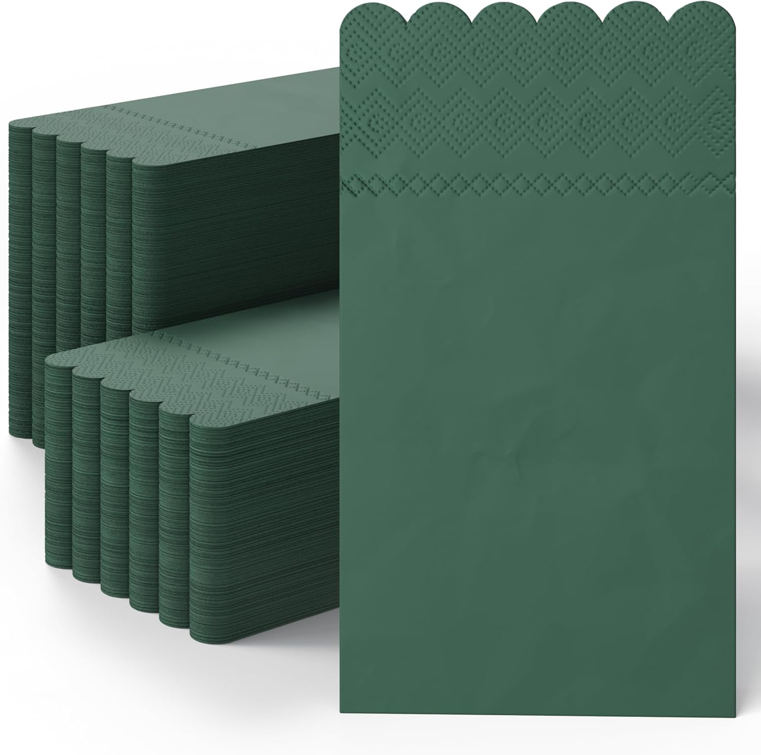 Party Solids Dark Green Scalloped Napkins Disposable 20 Pcs 3-Ply Dark Green Scalloped Dinner Napkins Disposable Decorative for Dinners & Parties, Paper Guest Towels for Bathroom & Party Supplies