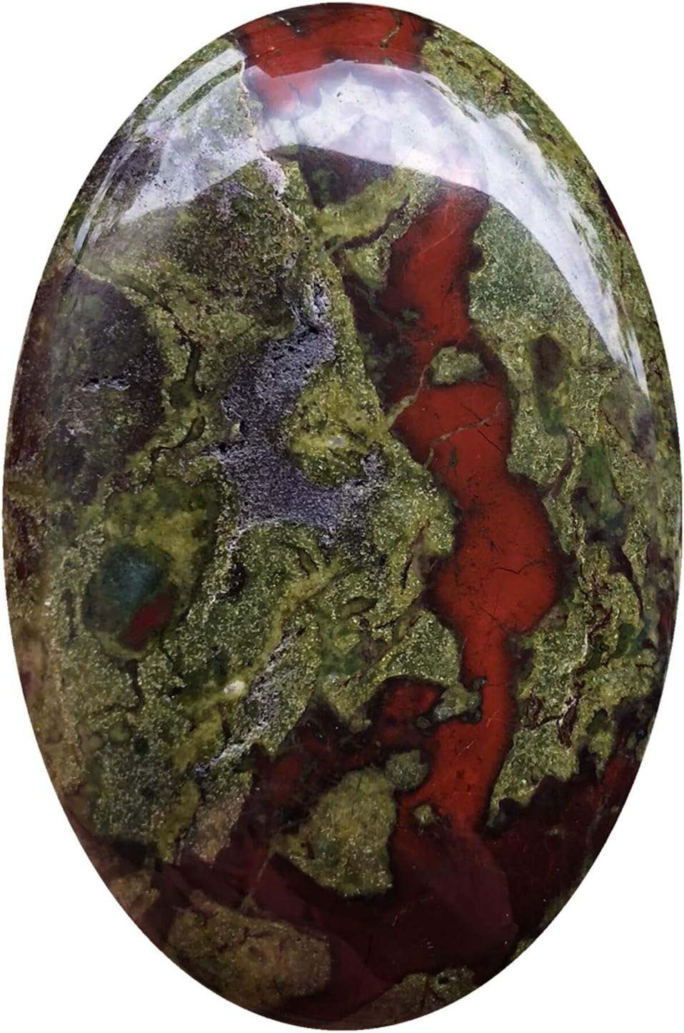 Fekuar Oval Dragon Bloodstone Palm Stone, Polished Worry Pocket Stones Healing Crystal for Therapy Geometry Chakra Balancing