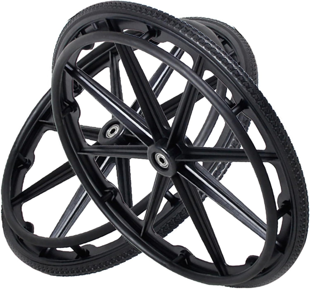 24 x 1 3/8 Wheelchair Rear Wheels (2Pcs), 24" Non-Pneumatic Solid Tire Replacement Back Wheel, Manual Wheelchair Replacement Accessories(Black)