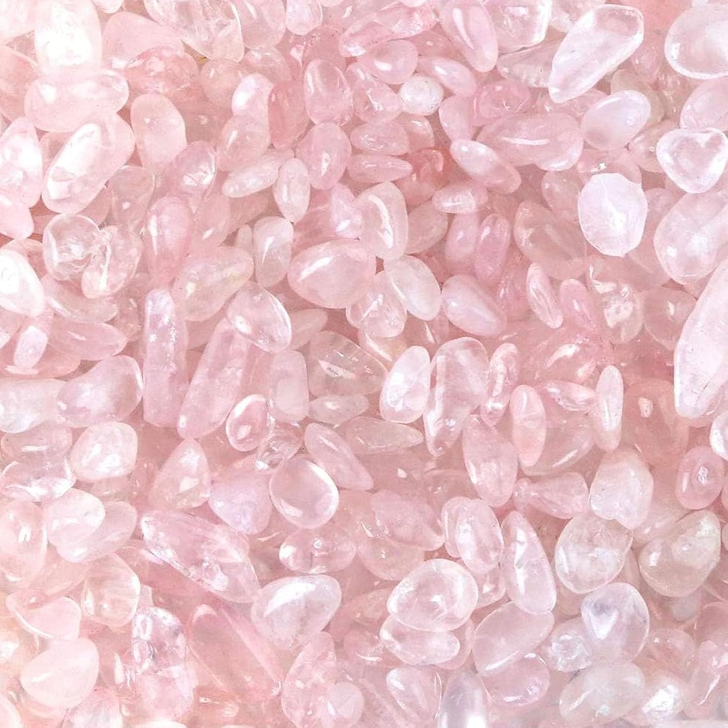 JOHOUSE Rose Quartz Crystals, 1lb Pink Crushed Rose Quartz Chips Bulk Tumbled Stones Irregular Shaped Succulent Pebbles Decorative Rocks for Aquarium Fish Tank Vase Filler DIY Crafts Indoor Plants