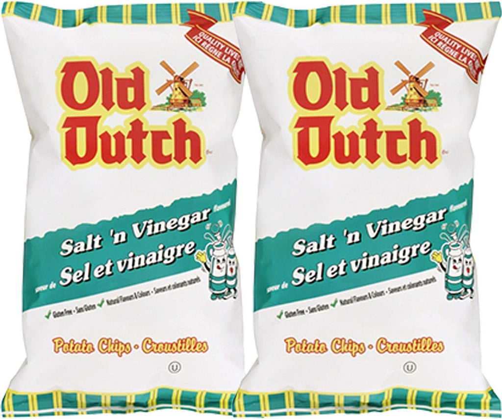 Old Dutch Salt & Vinegar Flavoured Potato Chips 255g - 2 X Large Bags {Imported from Canada} (2-Pack)