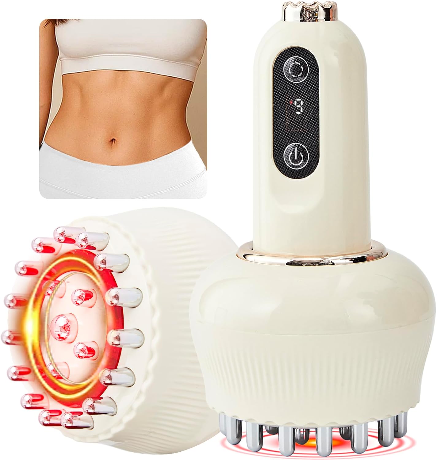 Yuonry Lymphatic Drainage Massager & Anti Cellulite Massage Tool, Helps Reduce Stretch Marks & Cellulite, for Legs, Arms & Belly, Body Sculpting Machine with Microcurrent, Light, Heat & Vibration