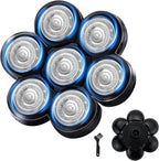 7 Blades Head Shaver Replacement Heads, Universal Fit for Electric Razors, Wet & Dry Use, 7D Floating Design, Stainless Steel Blade Heads, Ideal for Men's Face & Bald Head Shaving (1 Count)