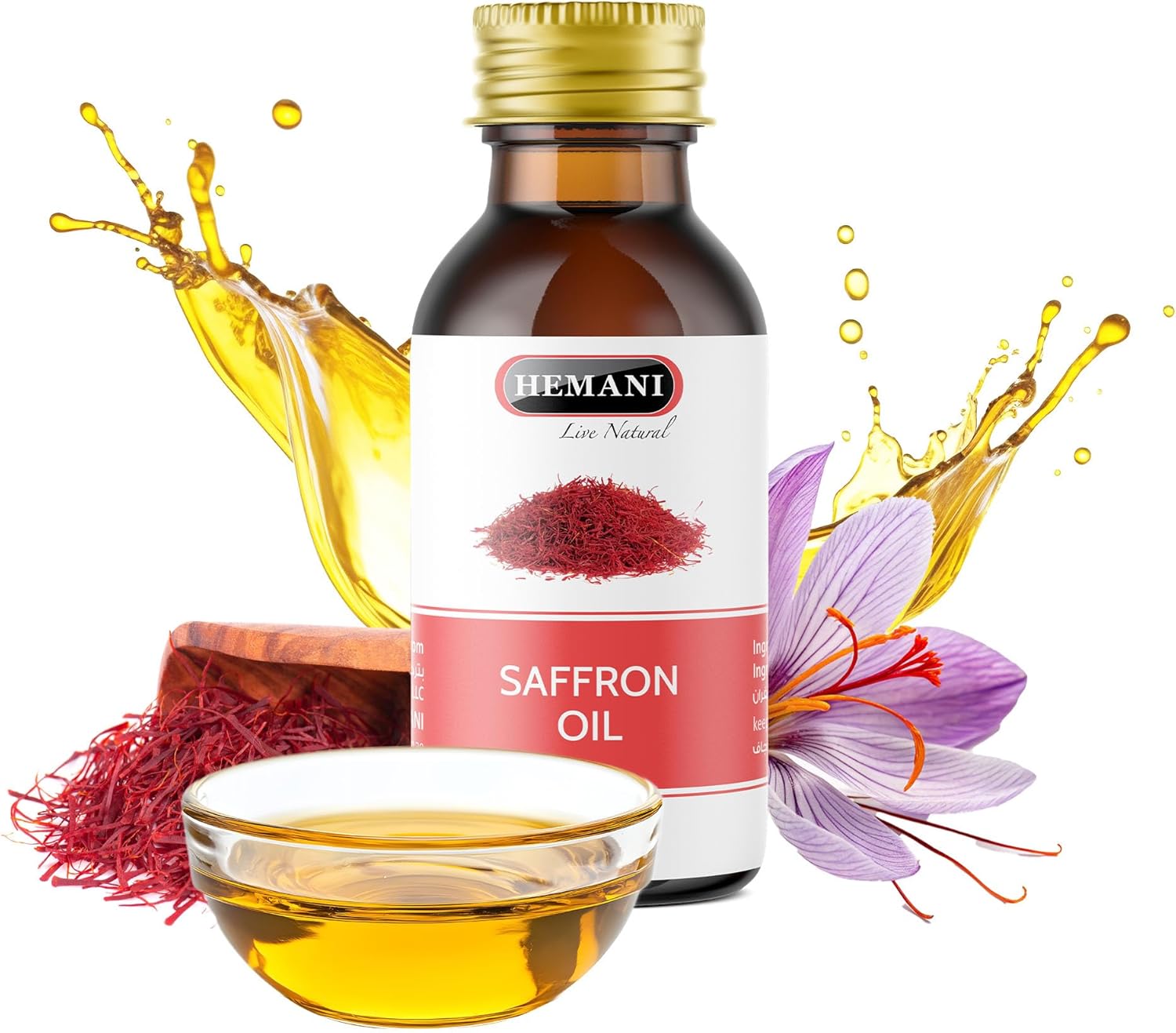 Hemani Saffron Oil 30ml (1 Fl Oz) - 100% Pure Cold Pressed | Skin Brightening & Hair Nourishing | Natural Luxury Oil for Radiant Glow