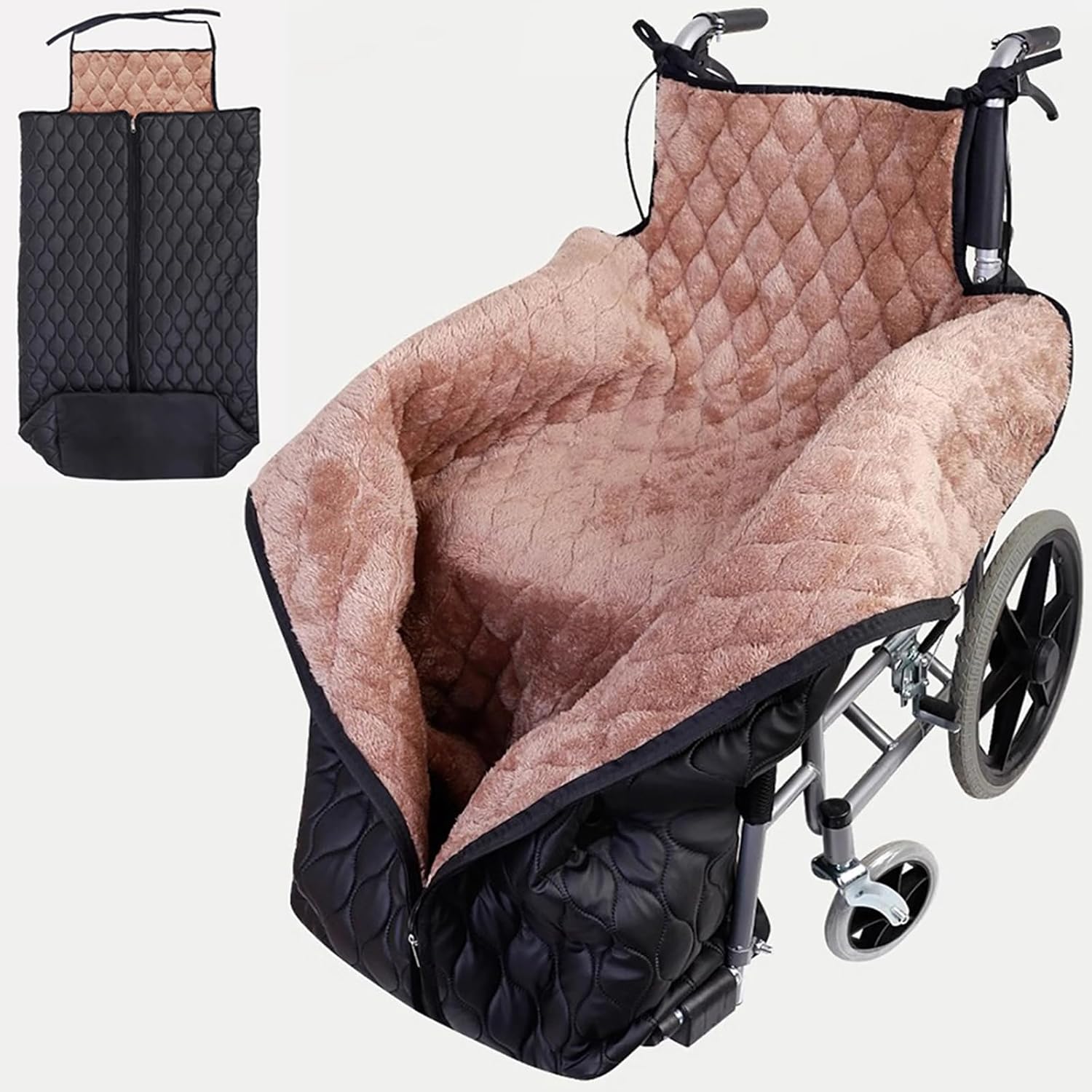 Winter Thicken Wheelchair Warm Blanket, Waterproof Windproof Fleece Lined Cozy Leg Cover with Zipper for Leg Lower Body Warm for Elderly Patients and Disabled
