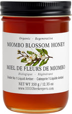 Miombo Blossom Organic Raw Honey in Glass Jar, Multifloral Organic Honey Harvested from Wild Raw Honeycomb, Unpasteurized Miel Cruda, 12.35oz