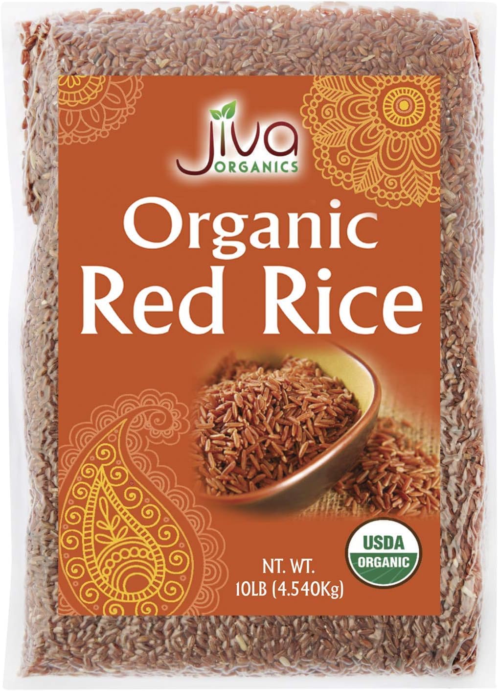 Jiva Organics Organic Red Rice 10 Pounds Bulk Bag from India - 100% Natural & Non-GMO