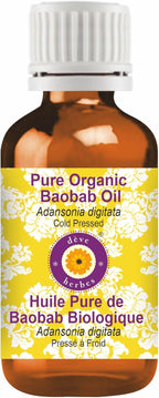 dève herbes Organic Baobab Oil (Adansonia digitata) | Cold Pressed | Pure | Natural | Undiluted | for Diluting Essential Oils | for Skin & Massage | Non-Sticky| Lightweight| Men & Women | 30ml (1 oz)