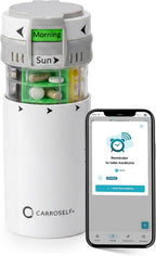 Smart Pill Dispenser for 4 Daily Doses – Weekly Pill Organizer with AM/PM Labels, Smooth-Sliding Cartridges, Medication Organizer for Adults & Seniors, Compact Pill Storage Box