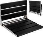 Folding Shower Seat Wall Mounted 400lbs Capacity, 16" x 13" Space Saving Fold Down Bench for Small Shower Spaces, Black