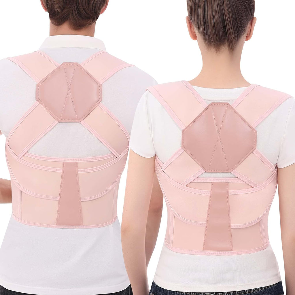 Posture Corrector for Women and Men Back Brace Upper Back Support Adjustable Breathable Shoulder Straightener Hunchback Correction Clavicle Back Pain Relief Comfortable Daily Wear Pink XXX-Large