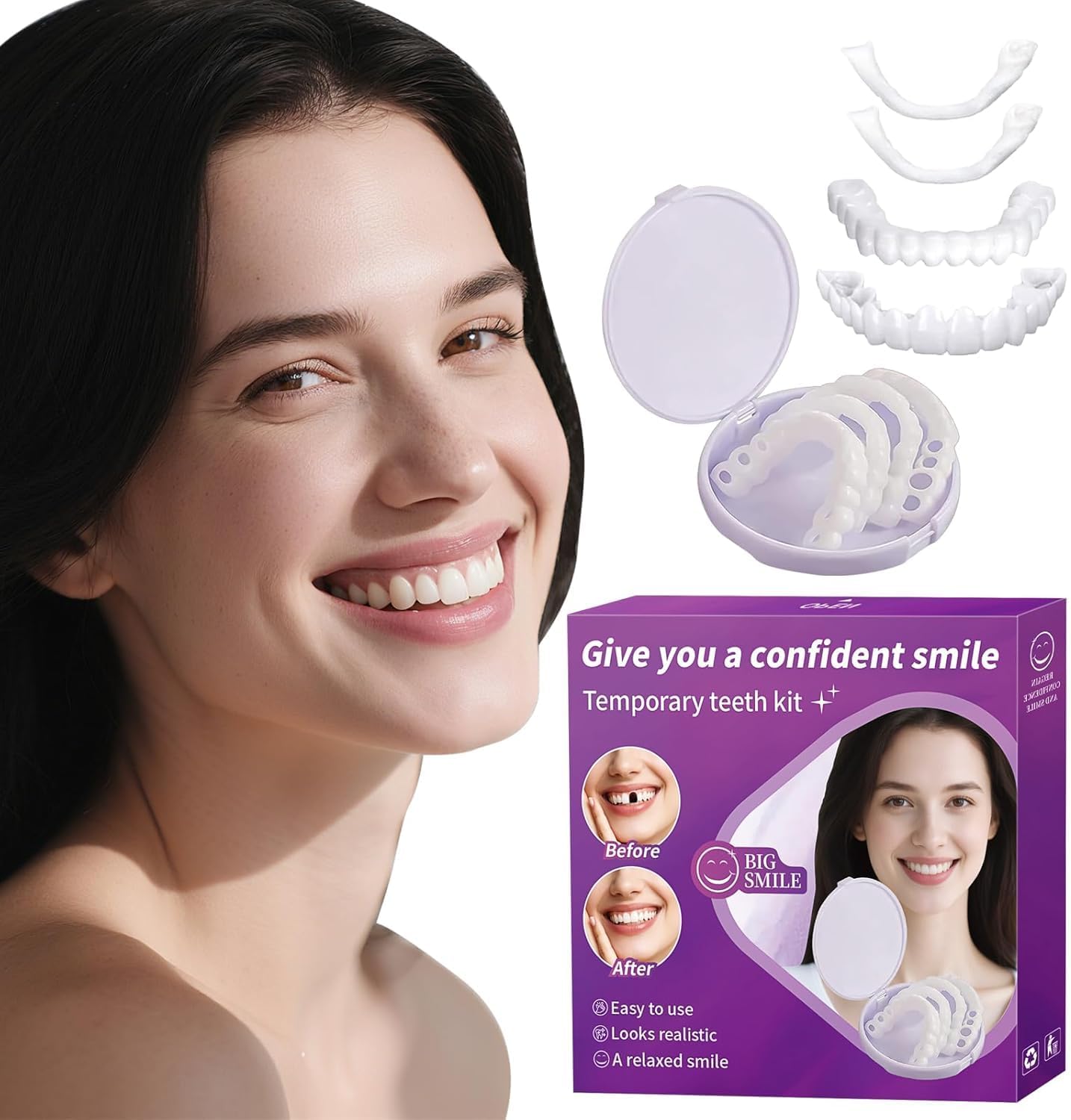 Veneers Teeth for Women and Men, Tooth Replacement Kit, Nature and Comfortable (1 Count (Pack of 1))-AAZ2