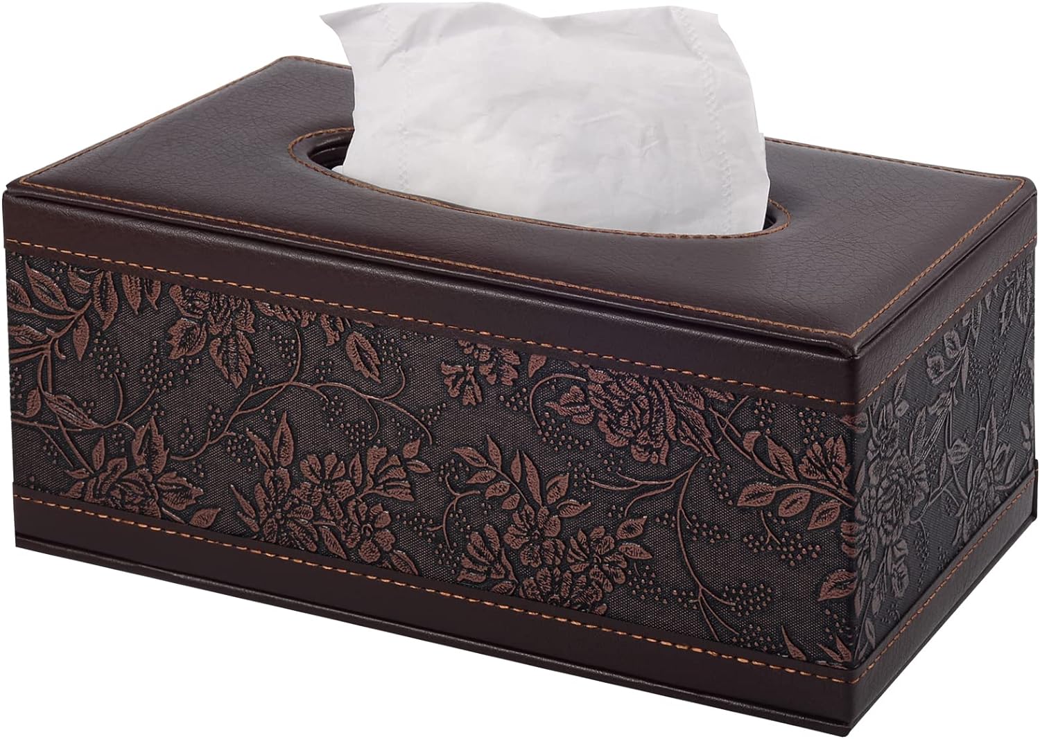 Antique PU Leather Tissue Box Holder Cover Rectangular Napkin Case Dispenser,Home Office Car Tissue Holder with Magnetic Bottom,Facial Tissue Organizer (Retro)