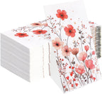 HEIPINIUYE 50 Pieces 3-ply Spring Floral Paper Napkins Red Flower Guest Napkins Disposable Hand Towels for Bathroom Wedding Birthday Valentines Party Dinner Napkins