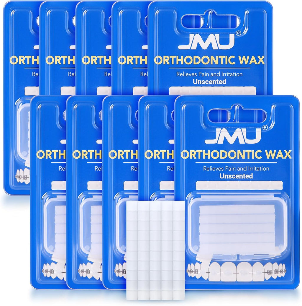 JMU Orthodontic Wax for Braces 10 Pack, Precut 500 Braces Wax Dots, Dental Wax Unscented