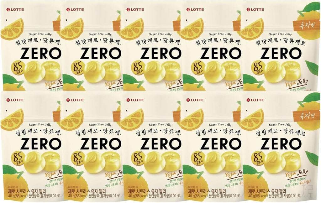 Korean Snack Sugar Free Gummy Candy, Citrus Yuja Jelly Candy, 40g (1.41oz), Pack of 10 – Zero Sugar Candy, Jelly Gummy Candy with Refreshing Citrus Flavor