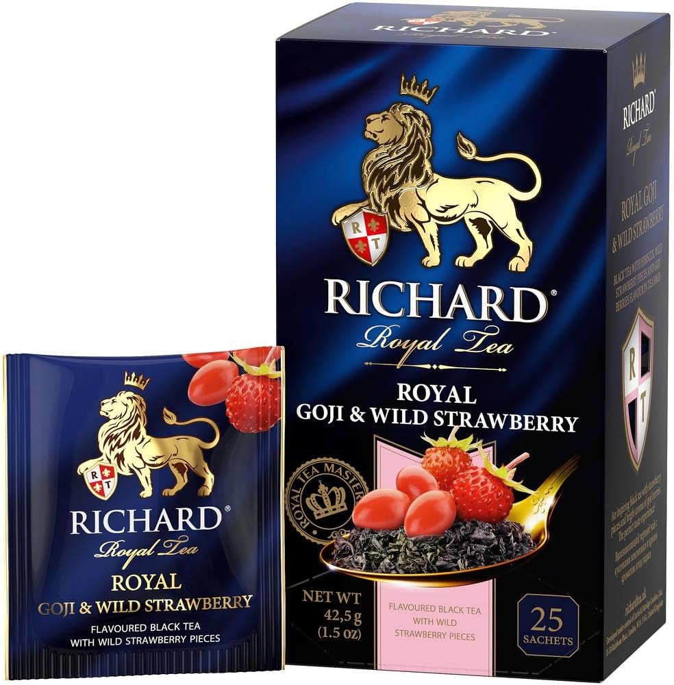 RICHARD Royal Goji & Wild Strawberry, flavoured black tea in sachets, 25 sachets