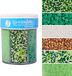 Sweets Indeed St Patricks Day 6 Cell Sprinkles Jar – Green Shamrock Quins, Green and Gold Sugar, Circle Quins and Nonpareils for Baking & Decorating Cupcakes, Cookies, Cakes & Desserts – 6.45 ounces