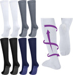 Chicingyou 4 Pairs Non Slip Compression Socks for Women Men 20-30mmhg Knee High Socks with Grips for Pregnant Nurses Edema