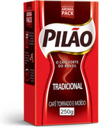 250g Pilao Café | the Full-bodied Coffee From Brazil - Medium Dark Roast 250g, Black, 8.8 Ounce