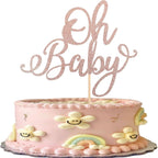 Rsstarxi 1 Pack Oh Baby Cake Topper Rose Gold Glitter Baby Shower Cake Pick Decorations for New Baby Gender Reveal Kids Birthday Party Supplies