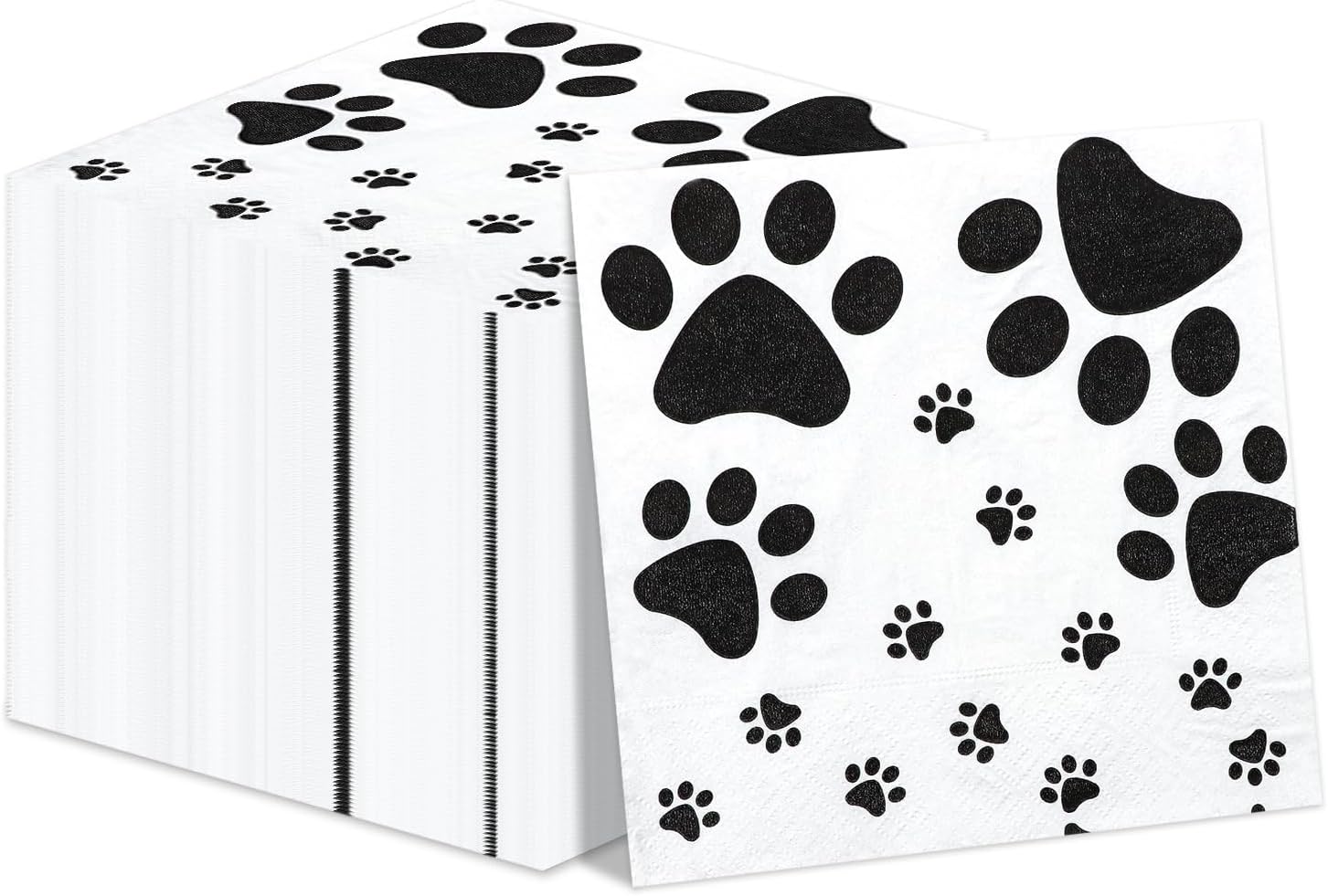 100 Pcs Paw Print Napkins, Paw Print Party Supplies, Puppy Theme Birthday, Table Napkins for Doggy Themed Party, Pets Kid's Birthday, Baby Shower