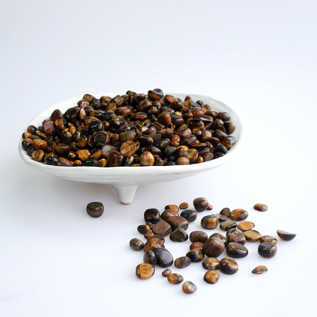 3Lb Tiger's Eye Tumbled Stones Small Natural Polished Crystal Gemstones Chips Decorative Pebbles Bulk for Home Decor,Vase Filler,Fish Turtle Tank,Plants Decor,Jewelry Making,Reiki Healing