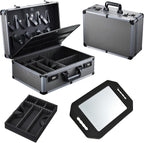 Yueieoun Professional Barber Case with Barber Clipper Tray Organizer, 6 Adjustable Clipper Slots & 8 Shear Holders, Portable Barber Carrying Case for Hair Tools & Supplies with Combo Locks