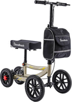 Knee Scooter, 350lbs Capacity, 13" Big PU Seat, Disc Brake Knee Walker, All Terrain Foldable Knee Scooter Walker with Bag for Foot Injuries Compact Crutches Alternative (Champagne)