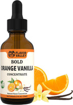 FLAVOR VALLEY Orange Vanilla Concentrate | Flavor Over 100 Drinks, Sodas, Cocktails, Mocktails – Bright Citrus & Smooth Vanilla | Non GMO | Unsweetened - Just Pure Flavor