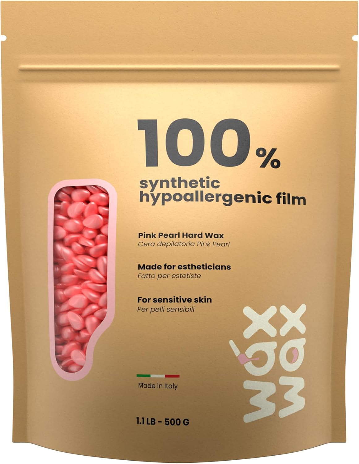 Premium Hard Wax Beads for Hair Removal – Hypoallergenic & Strip-Free, Smooth Low-Temp Formula, Suitable for Sensitive Skin – Perfect for Face, Bikini & Full Body (Pink Pearl - Bikini, 1.1 LB)