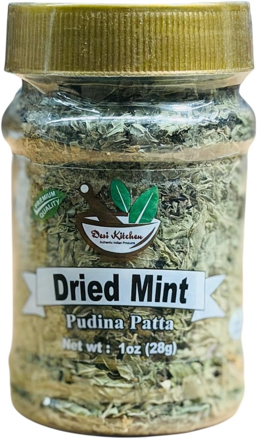 Desi Kitchen Dried Mint Leaves 28g (1oz) | Pudina Patta | 100% Pure & Natural, Premium Indian Herb | Non-GMO, No Artificial Preservatives | By Rani Foods
