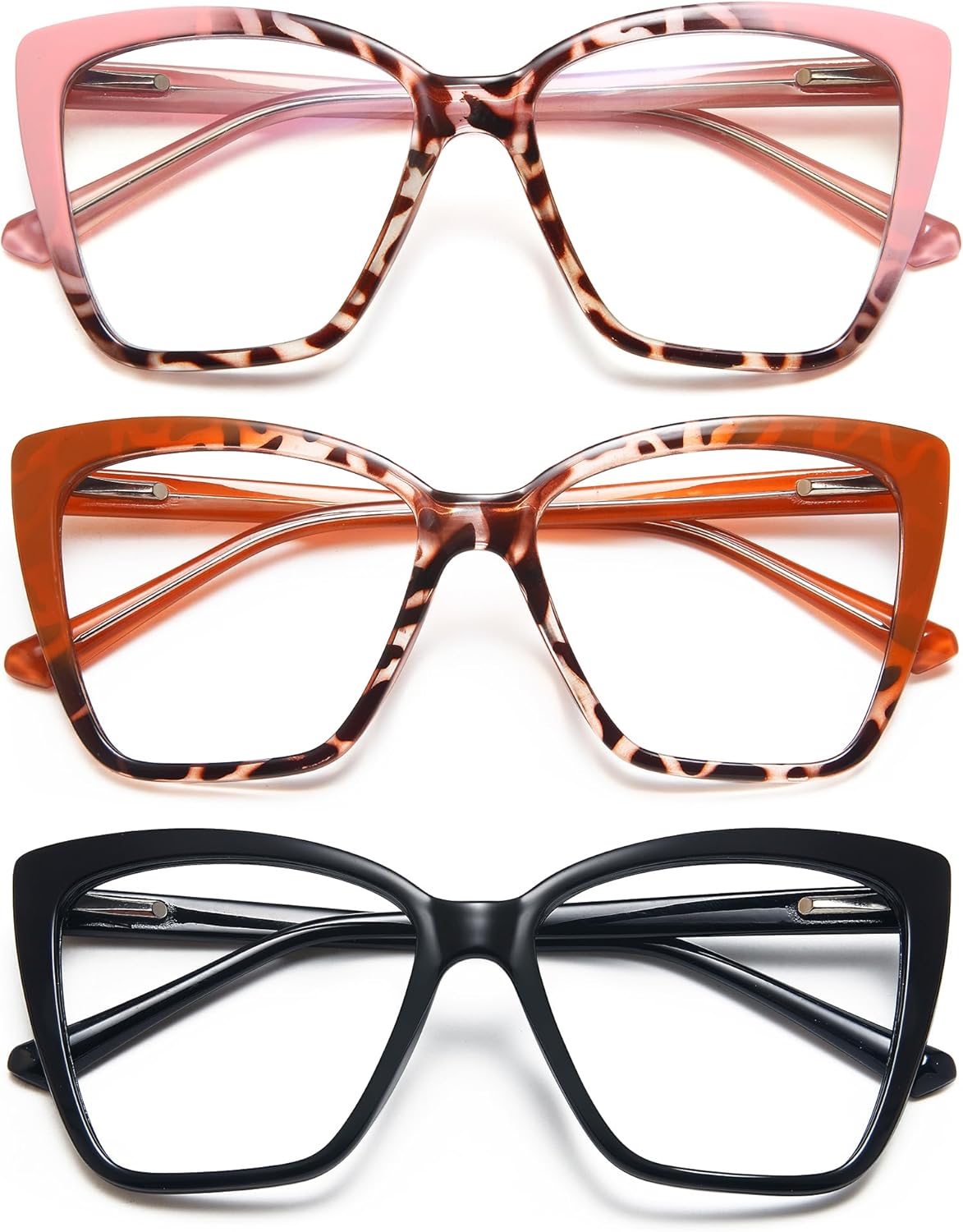 EYEURL Oversized Cat Eye Reading Glasses for Women Blue Light Computer Readers Spring Hinge Fashion Large Eyewear