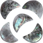 mookaitedecor Set of 5 Moon Shape Healing Crystal Pocket Palm Stones, Polished Reiki Stone for Chakra Balancing, Jewelry Making, Home Decoration, Labradorite
