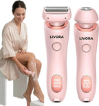 Livora SilkGlide Pro 2.0 Electric Razor for Women - Painless Wet & Dry Body Hair Trimmer & Bikini Shaver, Waterproof & USB Rechargeable, Wet/Dry Shaver with Free Facial Head (Pink)