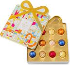 Birthday Chocolate Gift Basket, Candy Food Gifts Arrangement Platter, Gourmet Snack Gift Bow Tin Box, Bday Present Idea, Him & Her, Men Women Family Parties- 12 Gourmet Truffles- Bonnie & Pop