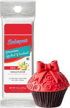 Bakerpan Premium Rolled Red Fondant for Cake Decorating, Vanilla Flavor - 4.4 Ounces (Made in USA)