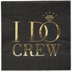Masterpiece I Do Crew Gold Foil Beverage Napkins / 50 Square Cocktail Napkin Set With Shiny Gold Foil / 4 3/4" x 4 3/4" Square Elegant Napkin Pack/Bachelorette Bridal Shower Wedding Party Supplies